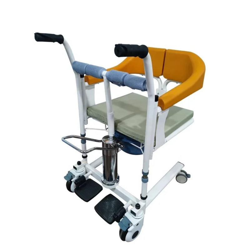 Patient Chair Transit Lift Wheelchair with 180° Split Seat and Commode Toilet Chair for The Elderly and Disabled