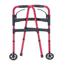 Aluminum alloy disabled walking frame height adjustable walker double paddle intelligent folding