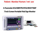 7 Inch Human/Vet Portable 6 Parameter Monitor ECG/NIBP/PR/SPO2/RESP/TEMP Vital Signs Monitor Patient Monitor