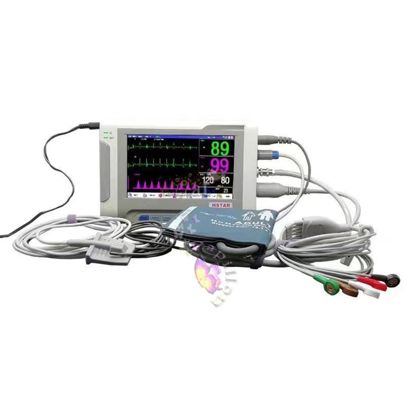 7 Inch Human/Vet Portable 6 Parameter Monitor ECG/NIBP/PR/SPO2/RESP/TEMP Vital Signs Monitor Patient Monitor