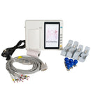 Portable 3-channel ECG electrocardiograph 12 lead electrodes, 7-inch touch screen LCD and digital color display