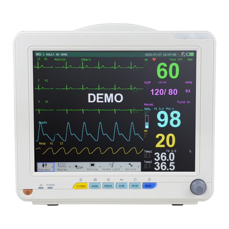 12 Inch Multi-parameter Touch Screen Monitor ICU CCU Vital Sign Patient Monitor ECG NIBP RESP TEMP SPO2 PR