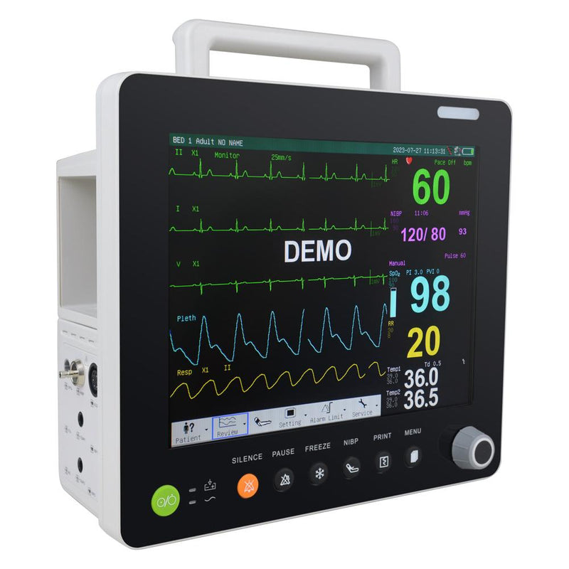 Multi-parameter 12 Inch Touch Screen Modular Plug-in Patient Monitor ECG NIBP RESP TEMP SPO2 PR