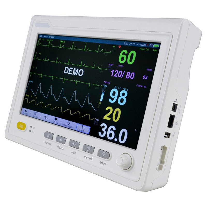 Portable 10.1" Touch Screen Patient Monitor Vital Signs ECG NIBP RESP TEMP SPO2 PR