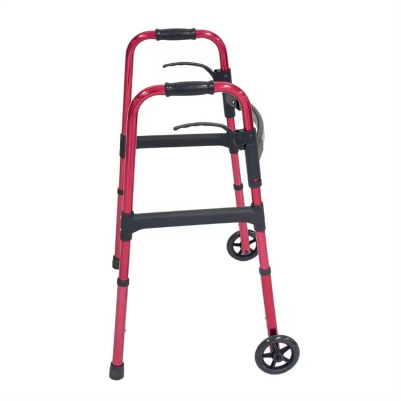 Aluminum alloy disabled walking frame height adjustable walker double paddle intelligent folding