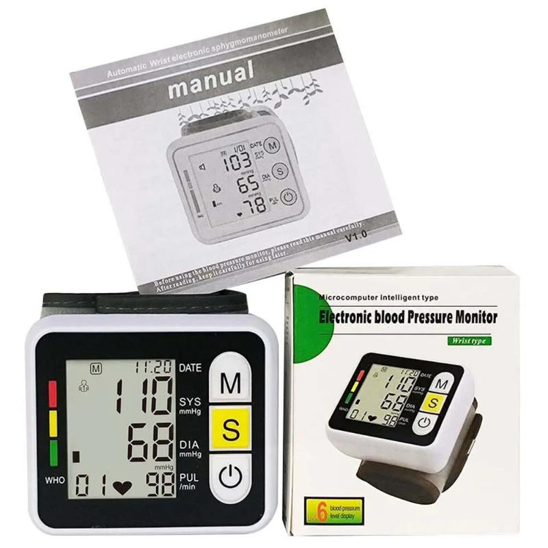 Sphygmomanometer LCD Portable Digital Wrist Blood Pressure Monitor