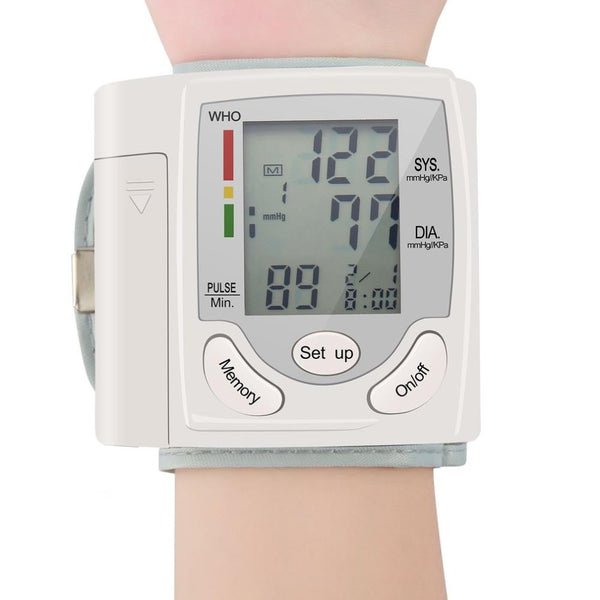 Wrist Electronic Blood Pressure Monitor Tensiometer Sphygmomanometer BP Monitors LCD Digital Meter Tonometer Instrument