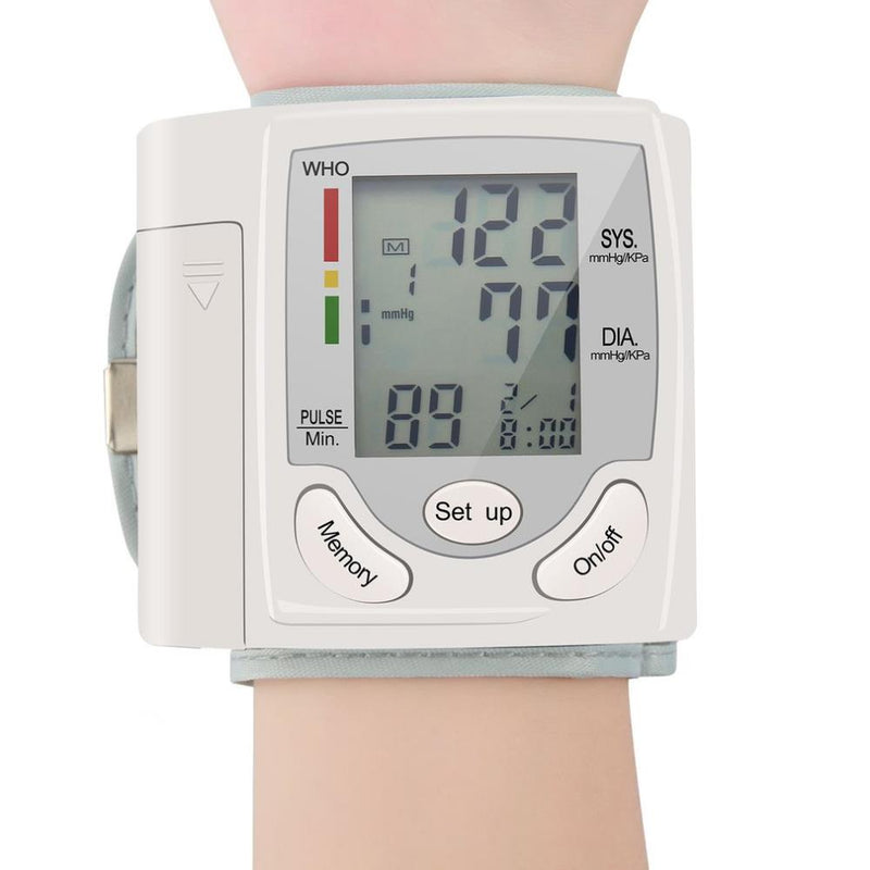 Wrist Electronic Blood Pressure Monitor Tensiometer Sphygmomanometer BP Monitors LCD Digital Meter Tonometer Instrument