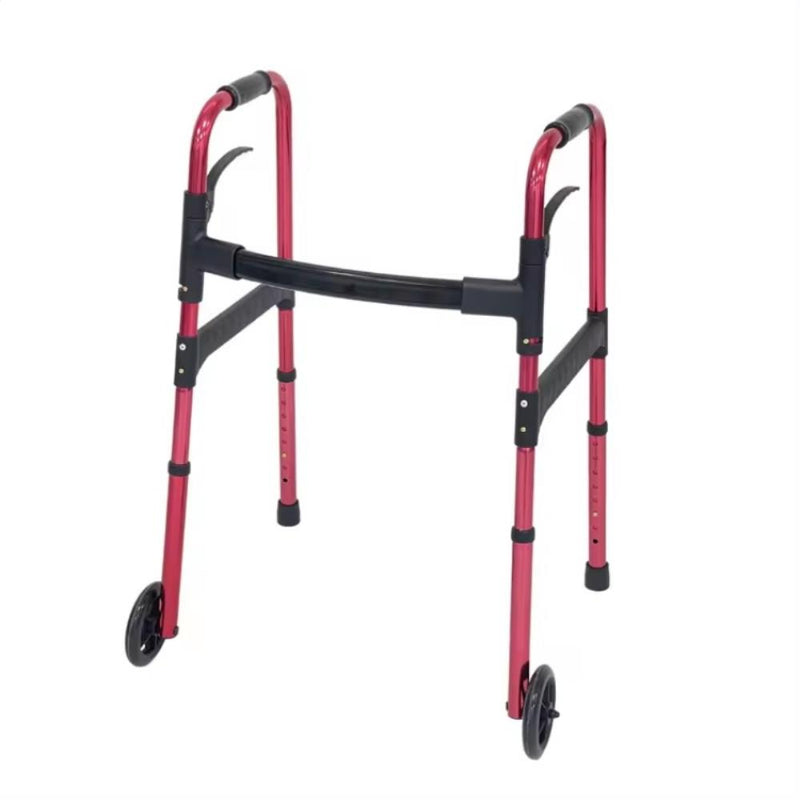 Aluminum alloy disabled walking frame height adjustable walker double paddle intelligent folding