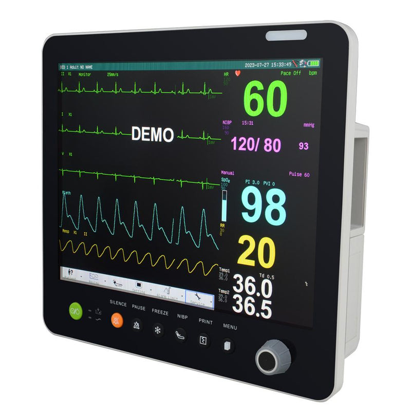 Portable Multi-parameter 15Inch Touch Screen Modular Plug-in Patient Monitor ECG NIBP RESP TEMP SPO2 PR