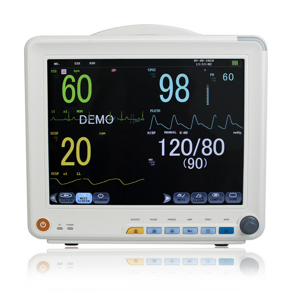 12 inch Portable Vital Signs Patient Monitor SpO2/NIBP/ECG/RESP/PR/TEMP
